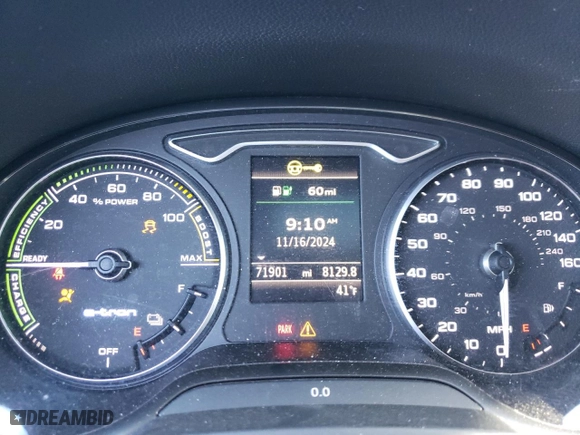 2017 Audi A3 Sportback e-tron Premium with VIN WAUUPBFF6HA085434, listed as a Copart auction lot 80995504 with 71,901 mi miles and Salvage Title. Bid and sale history available at carsss.com. Image 9.