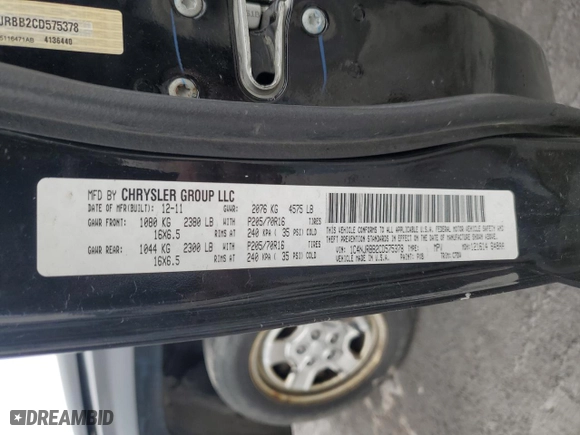 2012 Jeep Patriot Sport with VIN 1C4NJRBB2CD575378, listed as a Copart auction lot 53028485 with 174,679 mi miles and Salvage Title. Bid and sale history available at carsss.com. Image 13.