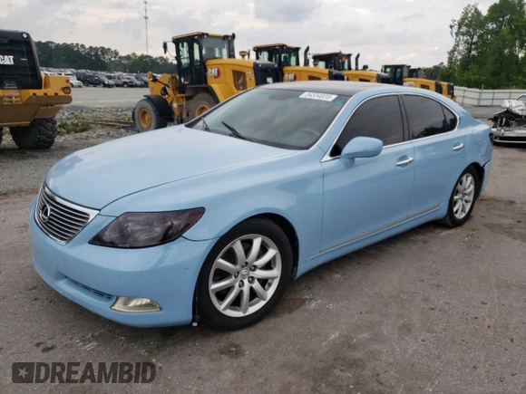 2007 Lexus LS 460 with VIN JTHBL46F675035124, listed as a Copart auction lot 54334835 with 155,919 mi miles and Salvage title. Bid and sale history available at DreamBid. Image 1.