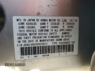 2006 Acura TSX with VIN JH4CL96836C024613, listed as a Copart auction lot 49825475 with 245,549 mi miles and Salvage Title. Bid and sale history available at carsss.com. Image 12.