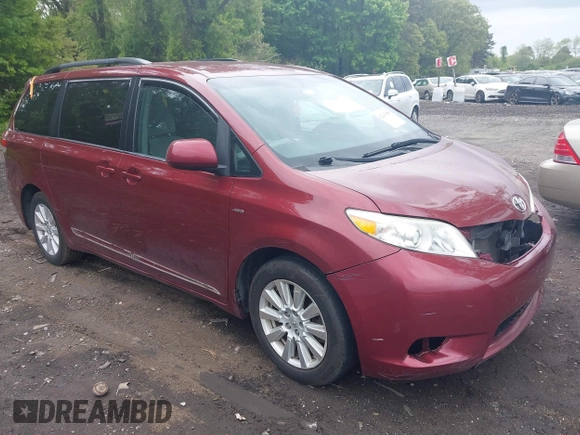 2017 Toyota Sienna LE with VIN 5TDJZ3DC9HS164792, listed as a IAAI auction lot 42263886 with 186,018 mi miles and . Bid and sale history available at DreamBid. Image 1.
