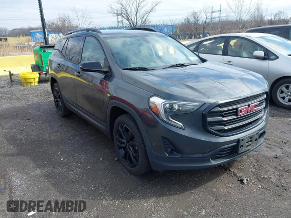 2019 GMC Terrain SLT with VIN 3GKALVEV3KL362850, listed as a IAAI auction lot 41711712 with 114,573 mi miles. Bid and sale history available at carsss.com. Image 1.