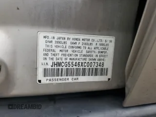 1999 Honda Accord LX z VIN JHMCG5546XC007348, wystawiony jako Copart lot #48069835 z przebiegiem 272 995 mil mil oraz Szkoda całkowita • Salvage title. Historia ofert i sprzedaży dostępna na DreamBid. Obrazek 13.