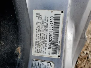 2001 Honda Civic EX with VIN 1HGEM22931L074533, listed as a Copart auction lot 43559835 with 265,590 mi miles and Salvage Title. Bid and sale history available at carsss.com. Image 14.
