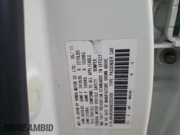 2011 Acura TSX Technology с VIN JH4CW2H68BC002000, выставлен на аукционе Copart как лот 82393074 с пробегом 167 474 миль миль и Списание • Salvage title. История ставок и продаж доступна на DreamBid. Изображение 12.