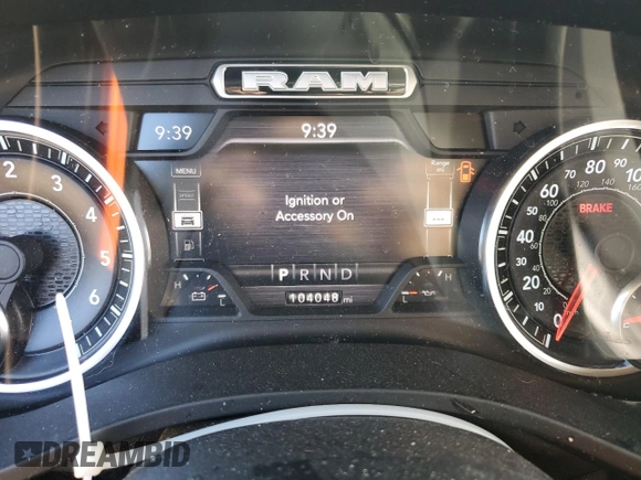 2020 Ram 1500 Big Horn with VIN 1C6RREBTXLN179888, listed as a Copart auction lot 43540855 with 104,048 mi miles and Salvage Title. Bid and sale history available at carsss.com. Image 9.