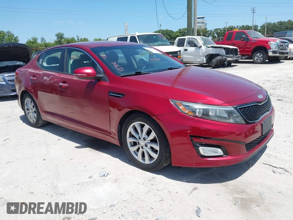 2014 Kia Optima LX with VIN 5XXGM4A75EG329546, listed as a IAAI auction lot 42159226 with 200,963 mi miles. Bid and sale history available at carsss.com. Image 1.