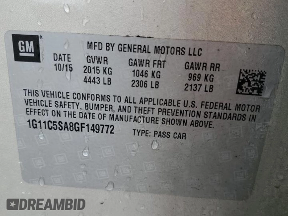 2016 Chevrolet Malibu Limited LT with VIN 1G11C5SA8GF149772, listed as a Copart auction lot 49641475 with 219,732 mi miles and Salvage Title. Bid and sale history available at carsss.com. Image 12.