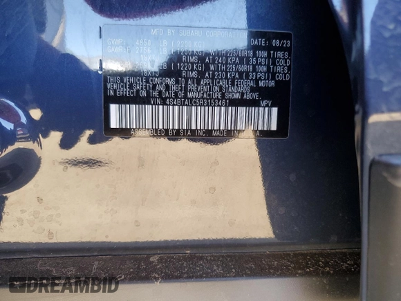 2024 Subaru Outback Onyx with VIN 4S4BTALC5R3153461, listed as a Copart auction lot 52236535 with 27,002 mi miles and Salvage title. Bid and sale history available at DreamBid. Image 14.