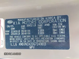 2016 Kia Soul with VIN KNDJN2A20G7249613, listed as a IAAI auction lot 41756079 with 45,128 mi miles. Bid and sale history available at carsss.com. Image 9.