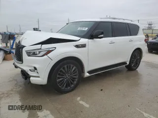2021 Infiniti QX80 PREMIUM SELECT with VIN JN8AZ2AD1M9861183, listed as a Copart auction lot 43928145 with 54,055 mi miles and Salvage Title. Bid and sale history available at carsss.com. Image 1.