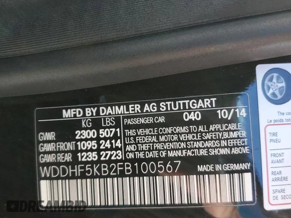 2015 Mercedes-Benz E-Class E 350 Sport with VIN WDDHF5KB2FB100567, listed as a Copart auction lot 45687745 with 90,168 mi miles and Salvage Title. Bid and sale history available at carsss.com. Image 14.