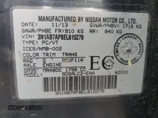 2014 Nissan Sentra S with VIN 3N1AB7AP8EL615279, listed as a Copart auction lot 49953475 with Not Provided miles and Clean Title. Bid and sale history available at DreamBid. Image 13.