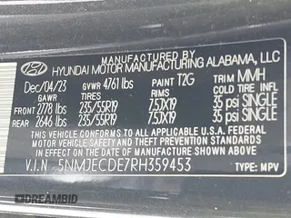 2024 Hyundai Tucson Limited with VIN 5NMJECDE7RH359453, listed as a IAAI auction lot 42552239 with 32,950 mi miles and . Bid and sale history available at DreamBid. Image 9.