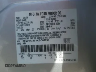 2019 Ford Edge SEL with VIN 2FMPK3J93KBC68738, listed as a Copart auction lot 52214115 with 83,192 mi miles and Salvage Title. Bid and sale history available at carsss.com. Image 13.