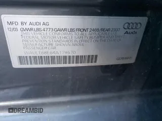 2004 Audi A4 3.0L with VIN WAULT68E64A179570, listed as a Copart auction lot 82654564 with 158,810 mi miles and Salvage Title. Bid and sale history available at carsss.com. Image 12.