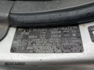 2004 Kia Spectra z VIN KNAFB121845304019, wystawiony jako Copart lot #86731644 z przebiegiem 150 252 mil mil oraz Szkoda całkowita • Salvage title. Historia ofert i sprzedaży dostępna na DreamBid. Obrazek 12.