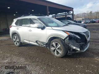 2021 Nissan Rogue Platinum with VIN JN8AT3DD4MW304899, listed as a IAAI auction lot 41447967 with 75,541 mi miles. Bid and sale history available at carsss.com. Image 1.