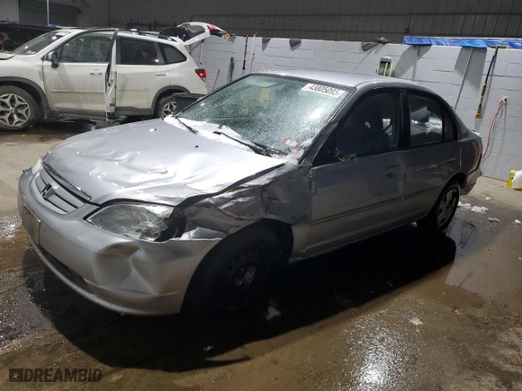 2003 Honda Civic LX with VIN 2HGES16633H548464, listed as a Copart auction lot 43805095 with 0 mi miles and Salvage Title. Bid and sale history available at carsss.com. Image 1.