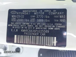 2023 Hyundai Venue SEL with VIN KMHRC8A36PU225589, listed as a IAAI auction lot 41836274 with 31,701 mi miles and . Bid and sale history available at carsss.com. Image 9.