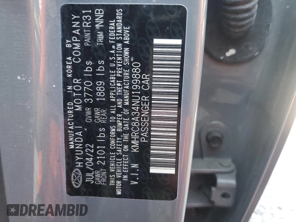 2022 Hyundai Venue Limited with VIN KMHRC8A34NU199880, listed as a Copart auction lot 51488605 with 41,337 mi miles and Salvage Title. Bid and sale history available at DreamBid. Image 15.