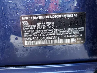 2020 BMW 3 Series 330i with VIN 3MW5R1J04L8B43542, listed as a Copart auction lot 52710145 with 58,597 mi miles and Clean title. Bid and sale history available at DreamBid. Image 13.