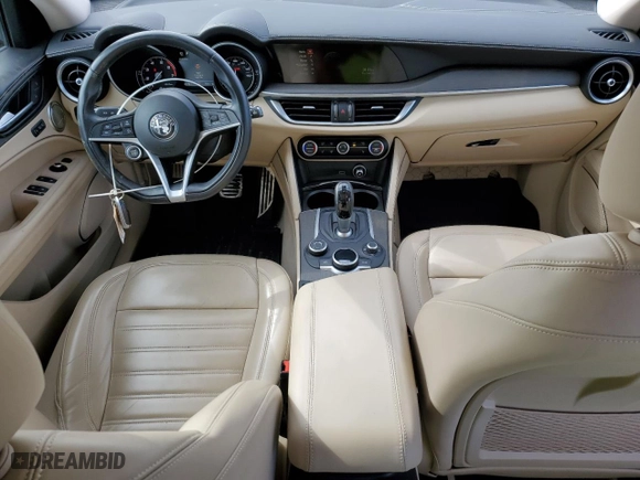 2019 Alfa Romeo Stelvio Ti Sport with VIN ZASPAKBN8K7C43735, listed as a Copart auction lot 45578905 with 25,580 mi miles and Salvage Title. Bid and sale history available at carsss.com. Image 8.