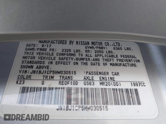 2017 Nissan Rogue SV z VIN JN1BJ1CP5HW030515, wystawiony jako IAAI lot #41892304 z przebiegiem 83 794 mil mil oraz . Historia ofert i sprzedaży dostępna na DreamBid. Obrazek 9.
