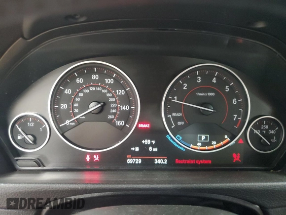 2016 BMW 3 Series 328i with VIN WBA8E9G51GNT84259, listed as a Copart auction lot 52501875 with 69,729 mi miles and Salvage title. Bid and sale history available at DreamBid. Image 9.