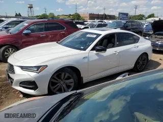 2021 Acura TLX w/A-Spec Package with VIN 19UUB5F51MA016091, listed as a Copart auction lot 63460954 with 50,108 mi miles and Salvage Title. Bid and sale history available at carsss.com. Image 1.