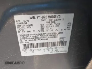 2023 Ford Maverick XL z VIN 3FTTW8E94PRA59855, wystawiony jako IAAI lot #40907807 z przebiegiem 21 779 mil mil oraz . Historia ofert i sprzedaży dostępna na DreamBid. Obrazek 9.