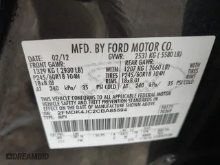 2012 Ford Edge SEL with VIN 2FMDK4JC2CBA85594, listed as a IAAI auction lot 41917134 with 154,159 mi miles. Bid and sale history available at carsss.com. Image 9.