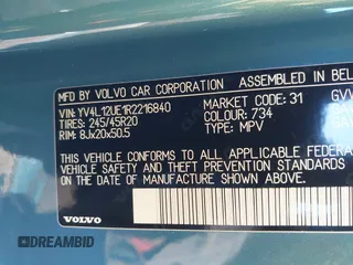 2024 Volvo XC40 Plus Bright Theme with VIN YV4L12UE1R2216840, listed as a IAAI auction lot 41405763 with 4,849 mi miles. Bid and sale history available at carsss.com. Image 9.