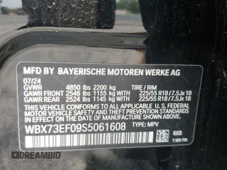 2025 BMW X1 xDrive28i z VIN WBX73EF09S5061608, wystawiony jako Copart lot #58814995 z przebiegiem 6 612 mil mil oraz Szkoda całkowita • Salvage title. Historia ofert i sprzedaży dostępna na DreamBid. Obrazek 14.
