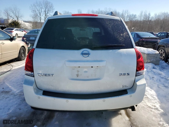 2006 Nissan Quest S Special Edition with VIN 5N1BV28U76N102366, listed as a Copart auction lot 87919865 with NaN miles and Non Repairable. Bid and sale history available at carsss.com. Image 6.