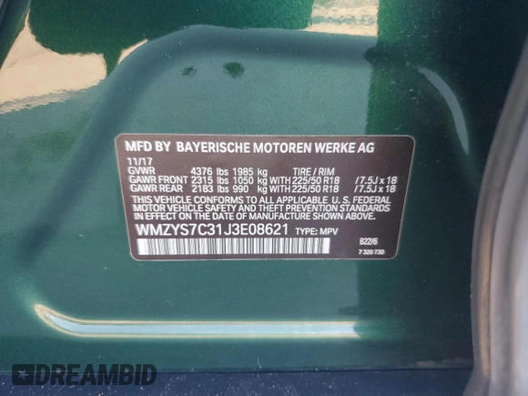 2018 MINI Countryman Cooper z VIN WMZYS7C31J3E08621, wystawiony jako Copart lot #85536264 z przebiegiem 108 629 mil mil oraz Szkoda całkowita • Salvage title. Historia ofert i sprzedaży dostępna na DreamBid. Obrazek 14.