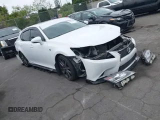 2015 Lexus GS 350 with VIN JTHBE1BL3FA014029, listed as a IAAI auction lot 42043446 with 142,258 mi miles. Bid and sale history available at carsss.com. Image 1.