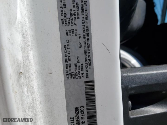 2021 Ram ProMaster Cargo Van with VIN 3C6LRVDG3ME524206, listed as a Copart auction lot 49843365 with 251,773 mi miles and Salvage Title. Bid and sale history available at carsss.com. Image 14.