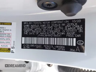 2024 Lexus UX 250h с VIN JTHX6JBHXR2186541, выставлен на аукционе IAAI как лот 42164501 с пробегом 12 233 миль миль и . История ставок и продаж доступна на DreamBid. Изображение 9.