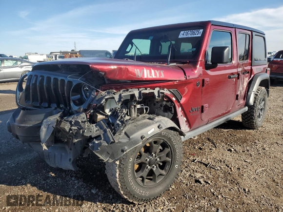 2021 Jeep Wrangler Unlimited Sport Altitude with VIN 1C4HJXDG4MW734322, listed as a Copart auction lot 41670625 with 45,963 mi miles and Salvage title. Bid and sale history available at DreamBid. Image 1.