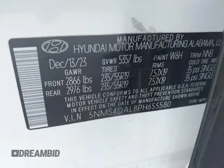 2023 Hyundai Santa Fe Limited z VIN 5NMS4DAL8PH655580, wystawiony jako IAAI lot #42267740 z przebiegiem 10 170 mil mil oraz . Historia ofert i sprzedaży dostępna na DreamBid. Obrazek 9.