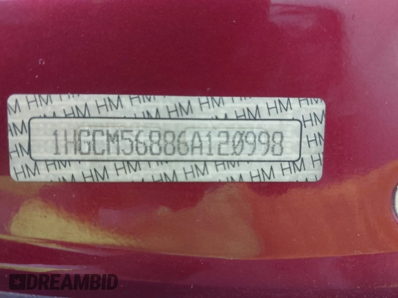 2006 Honda Accord EX-L с VIN 1HGCM56886A120998, выставлен на аукционе IAAI как лот 42329054 с пробегом 307 474 миль миль и . История ставок и продаж доступна на DreamBid. Изображение 9.