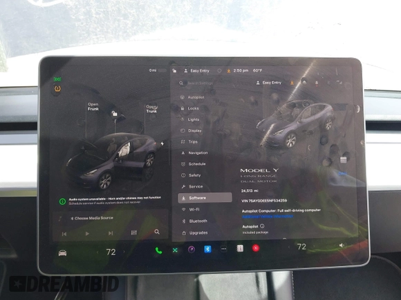 2022 Tesla Model Y Long Range with VIN 7SAYGDEE5NF534259, listed as a IAAI auction lot 41860246 with 24,513 mi miles and . Bid and sale history available at carsss.com. Image 18.