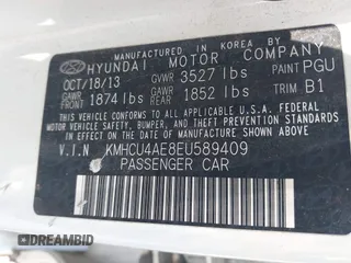 2014 Hyundai Accent GLS with VIN KMHCU4AE8EU589409, listed as a IAAI auction lot 42171087 with 209,204 mi miles. Bid and sale history available at carsss.com. Image 9.