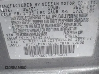 2021 Nissan Versa SV with VIN 3N1CN8EV9ML891855, listed as a IAAI auction lot 42010696 with 69,935 mi miles. Bid and sale history available at carsss.com. Image 9.