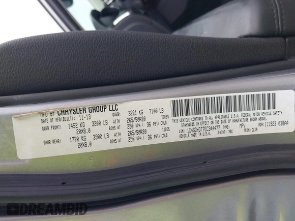 2014 Dodge Durango Limited с VIN 1C4SDHDT7EC344477, выставлен на аукционе IAAI как лот 42354498 с пробегом 174 806 миль миль и . История ставок и продаж доступна на DreamBid. Изображение 9.
