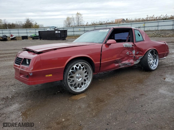 1986 Chevrolet Monte Carlo Sport SS with VIN 1G1GZ37G9GR168453, listed as a Copart auction lot 82286584 with 16,546 mi miles and Salvage Title. Bid and sale history available at carsss.com. Image 1.