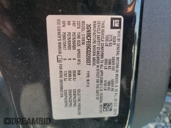 2012 Chevrolet Avalanche LT with VIN 3GNMCFE09CG220037, listed as a Copart auction lot 49683305 with 165,633 mi miles and Salvage title. Bid and sale history available at DreamBid. Image 13.