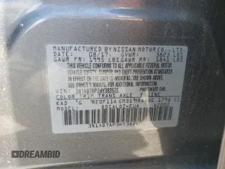2017 Nissan Sentra SL with VIN 3N1AB7AP3HY382600, listed as a Copart auction lot 57332835 with 92,865 mi miles and Salvage title. Bid and sale history available at DreamBid. Image 12.