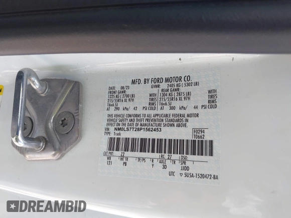 2023 Ford Transit Connect XLT z VIN NM0LS7T28P1562453, wystawiony jako IAAI lot #42621454 z przebiegiem 11 132 mil mil oraz . Historia ofert i sprzedaży dostępna na DreamBid. Obrazek 9.